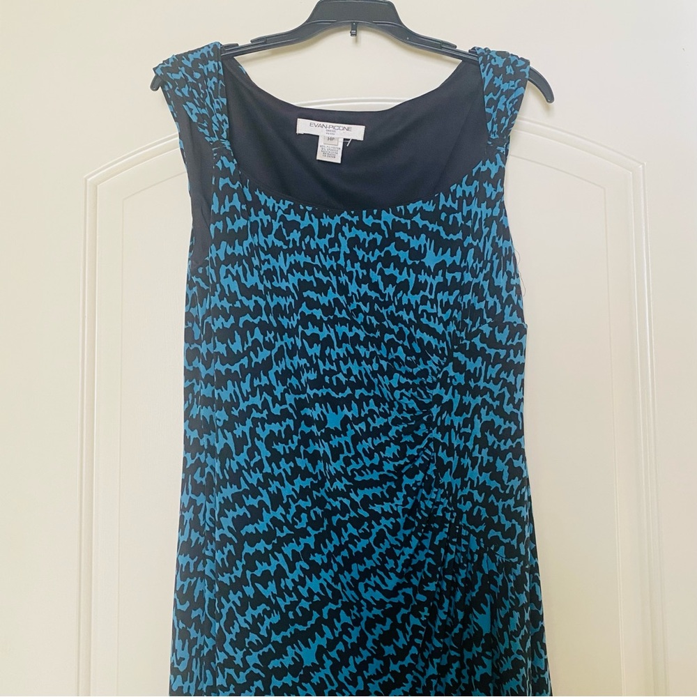 Evan Picone Teal and Black Dress